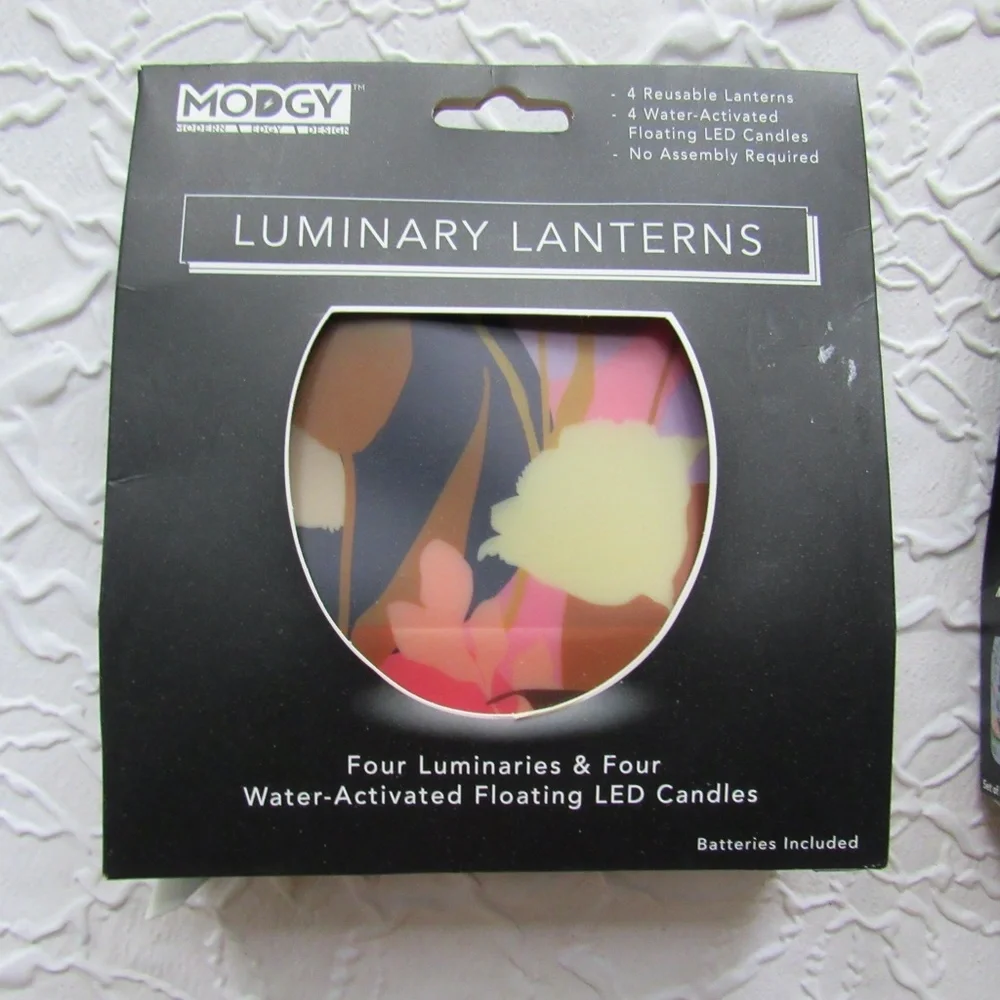 2 Modgy Luminaries Lanterns Floating LED Tealights Reuseable Audubon Hummingbird